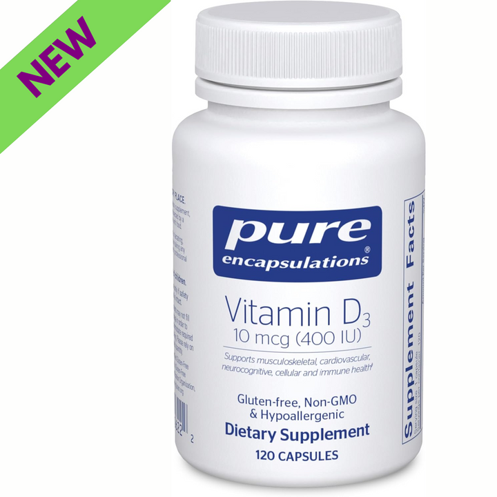 Pure Encapsulations Vitamin D3 400 IU Bone Heart and Immune Health 120 Capsules
