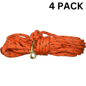 Omnipet Check Cord 40 Ft Orange Durable Brass Snap 4 PACK