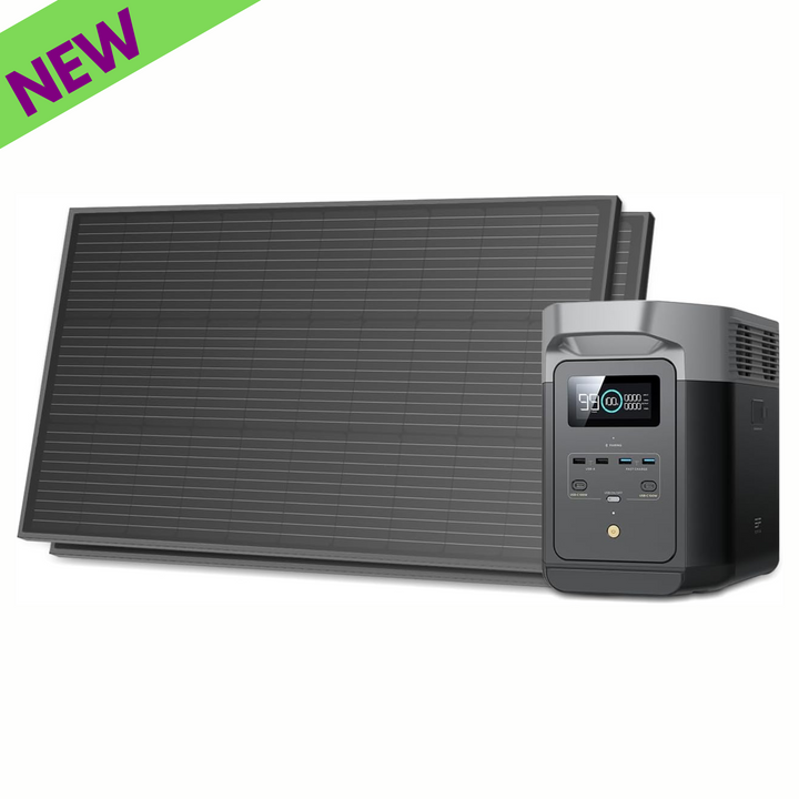 Estación de energía portátil EcoFlow DELTA 2 + 2 paneles solares rígidos de 100 W y 12 V