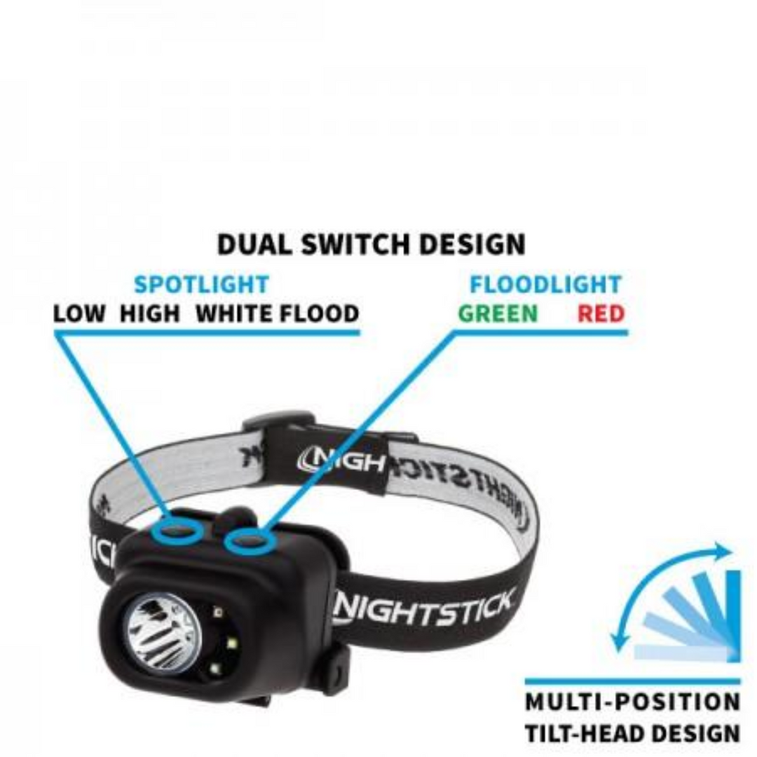 Nightstick Multi-Function LED Headlamp White Spotlight Floodlight Black