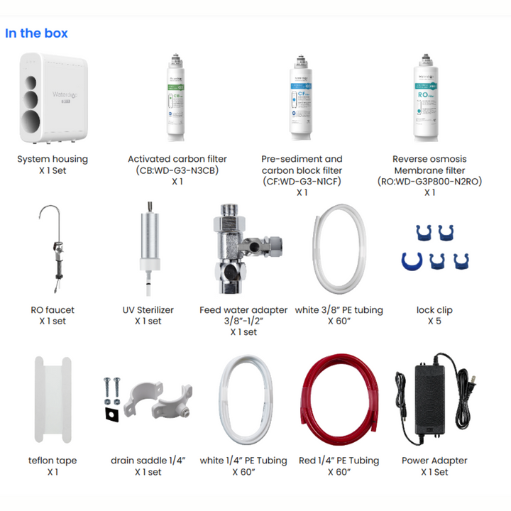 Waterdrop G Series Under Sink RO System Tankless G3P800 10-Stage Filtration