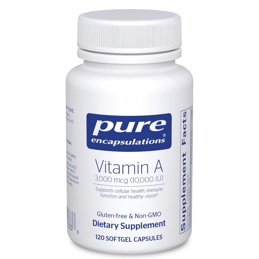 Pure Encapsulations Vitamin A Cod Liver Oil Supplement 10,000 IU 120 Softgels.