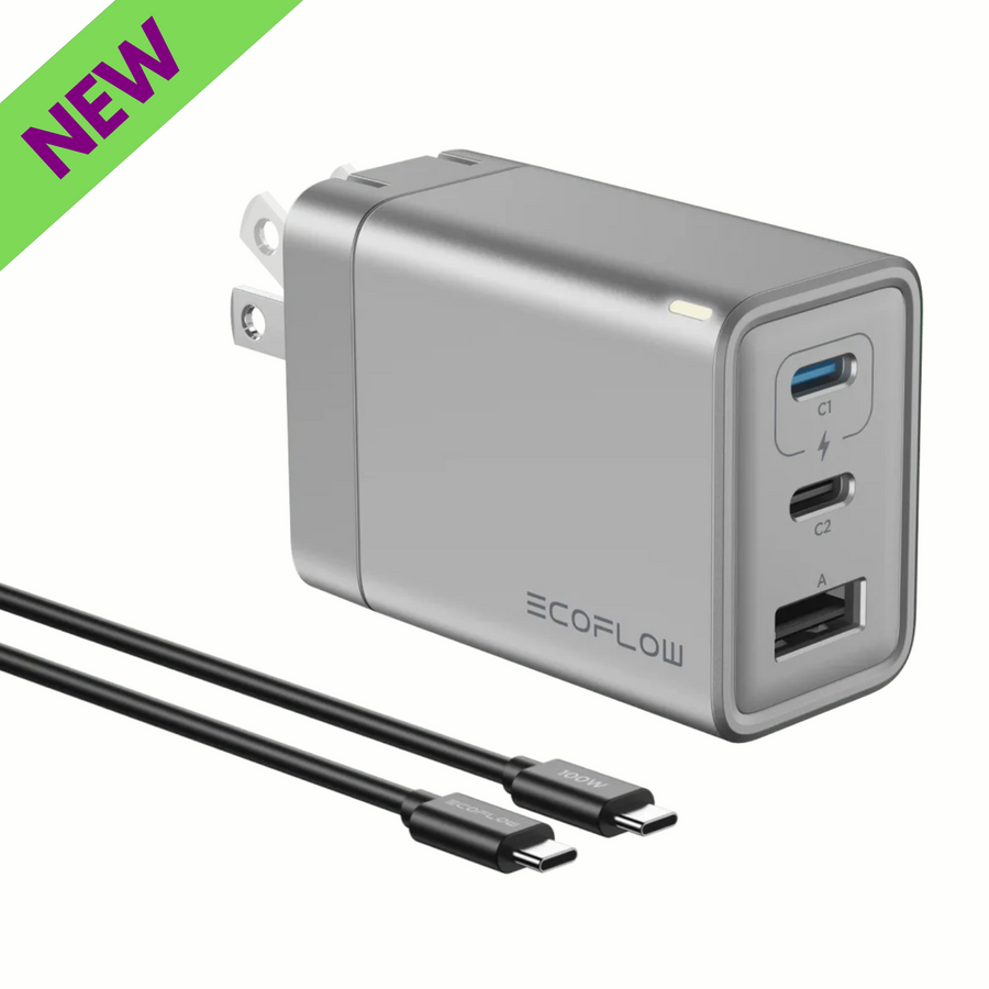 EcoFlow RAPID 65W GaN Charger 100W Cable High Speed USB C Power Adapter with new label