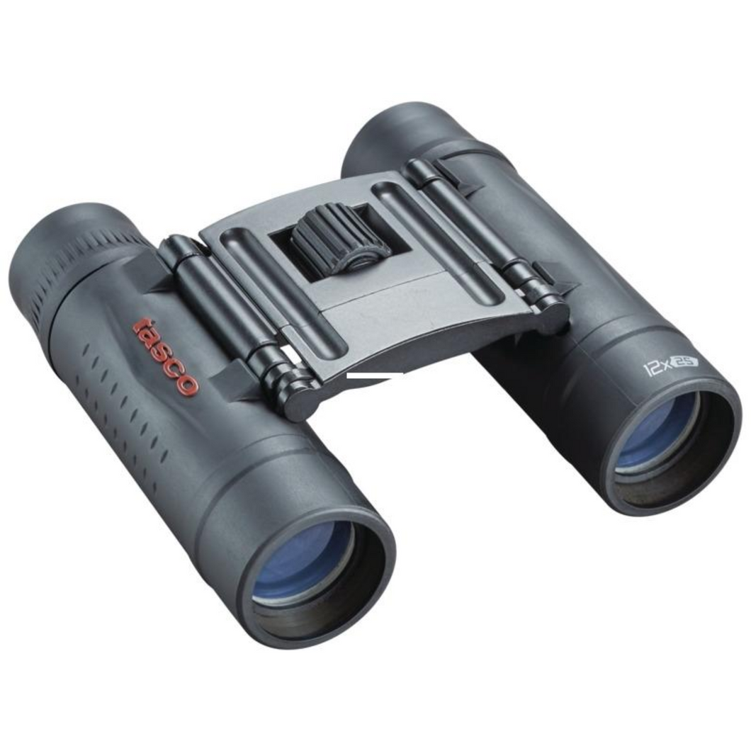 Tasco Essentials Roof Binocular 12x25mm Black MC Box 6L 12X 288 FT/96M