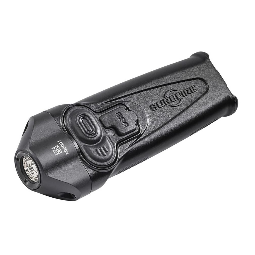 Linterna LED de bolsillo recargable SF Stiletto con múltiples salidas, 650 lúmenes, color negro