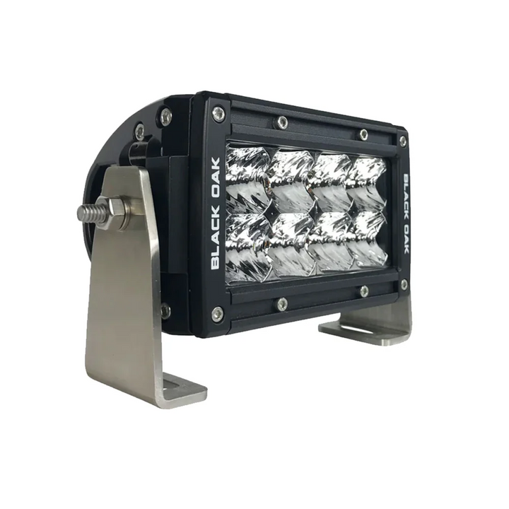 Barra de luz LED Black Oak Pro Series 3.0 de doble fila de 4" con óptica de inundación y carcasa negra