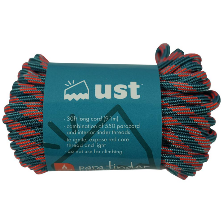 Ultimate Survival ParaTinder 550 Paracord w/Tinder Cord Orange and Blue 30 Ft.