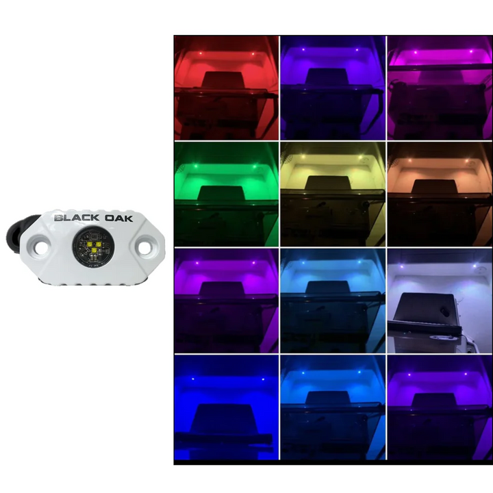 Luz LED decorativa de roca de roble negro con carcasa RGB blanca