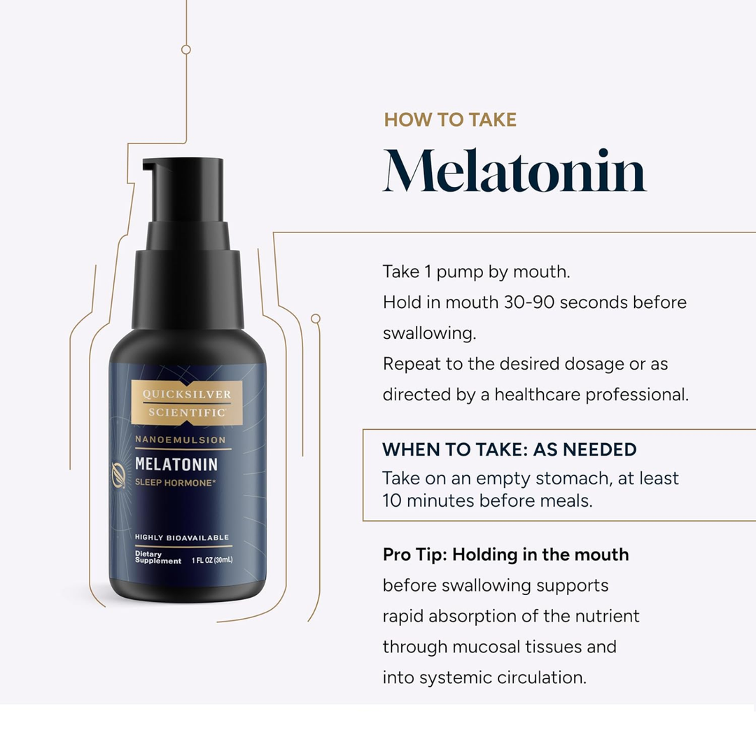 Quicksilver Scientific Liposomal Melatonin Regular Dose For Restful Sleep 30 ml