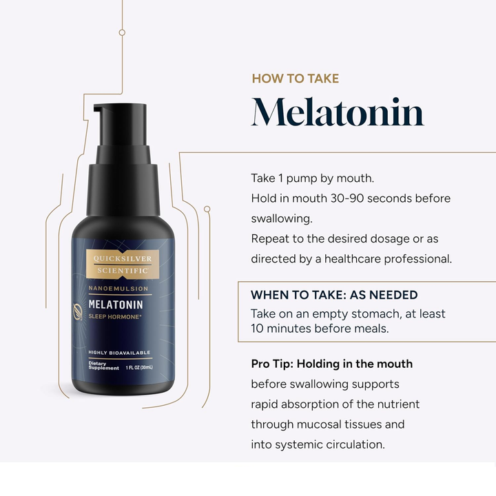 Quicksilver Scientific Liposomal Melatonin Regular Dose For Restful Sleep 30 ml