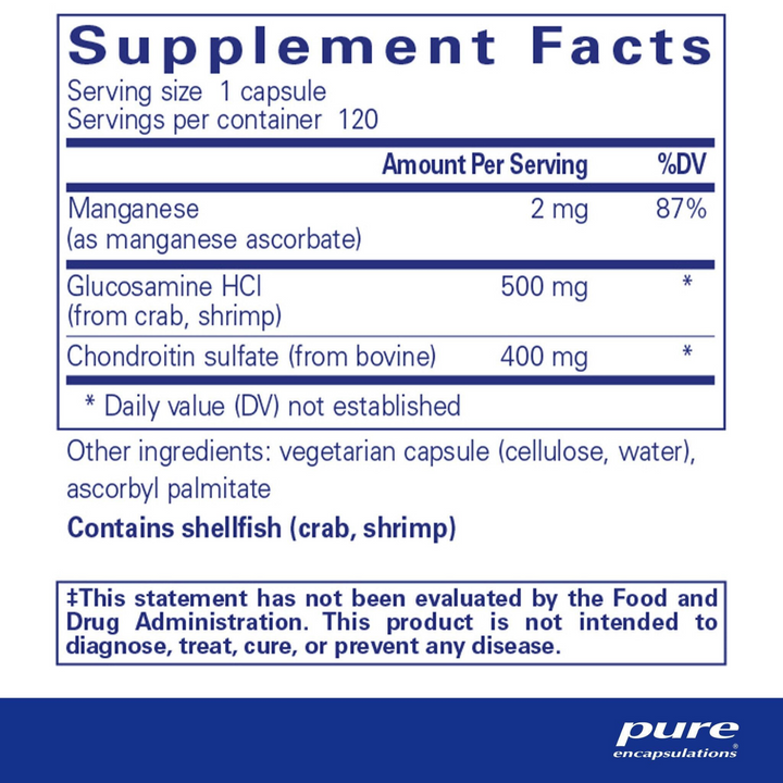 Pure Encapsulations Glucosamine + Chondroitin With Manganese 120 Capsules