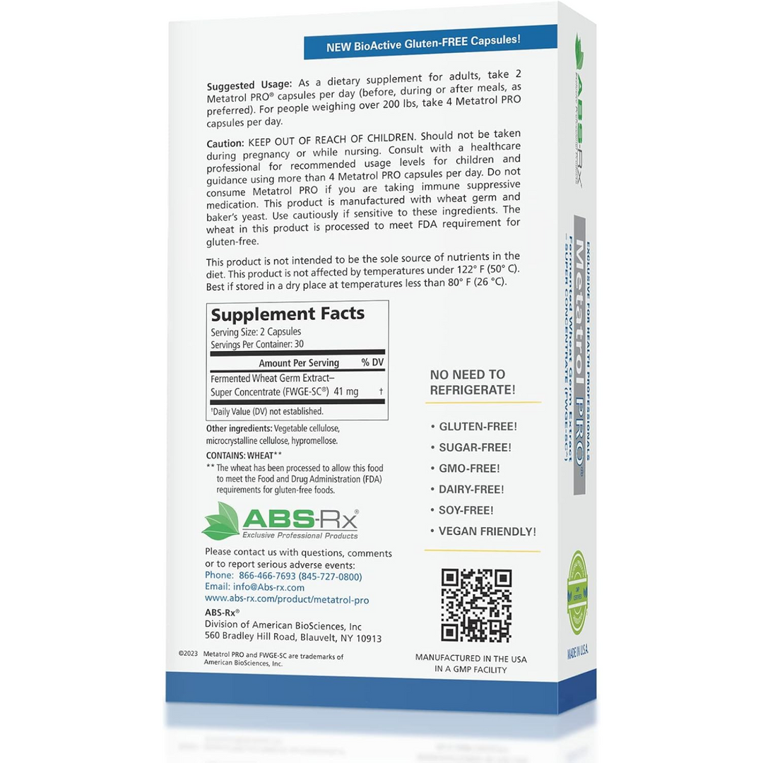 Metatrol Pro de American Biosciences (60 cápsulas) - Refuerzo inmunitario a base de germen de trigo fermentado