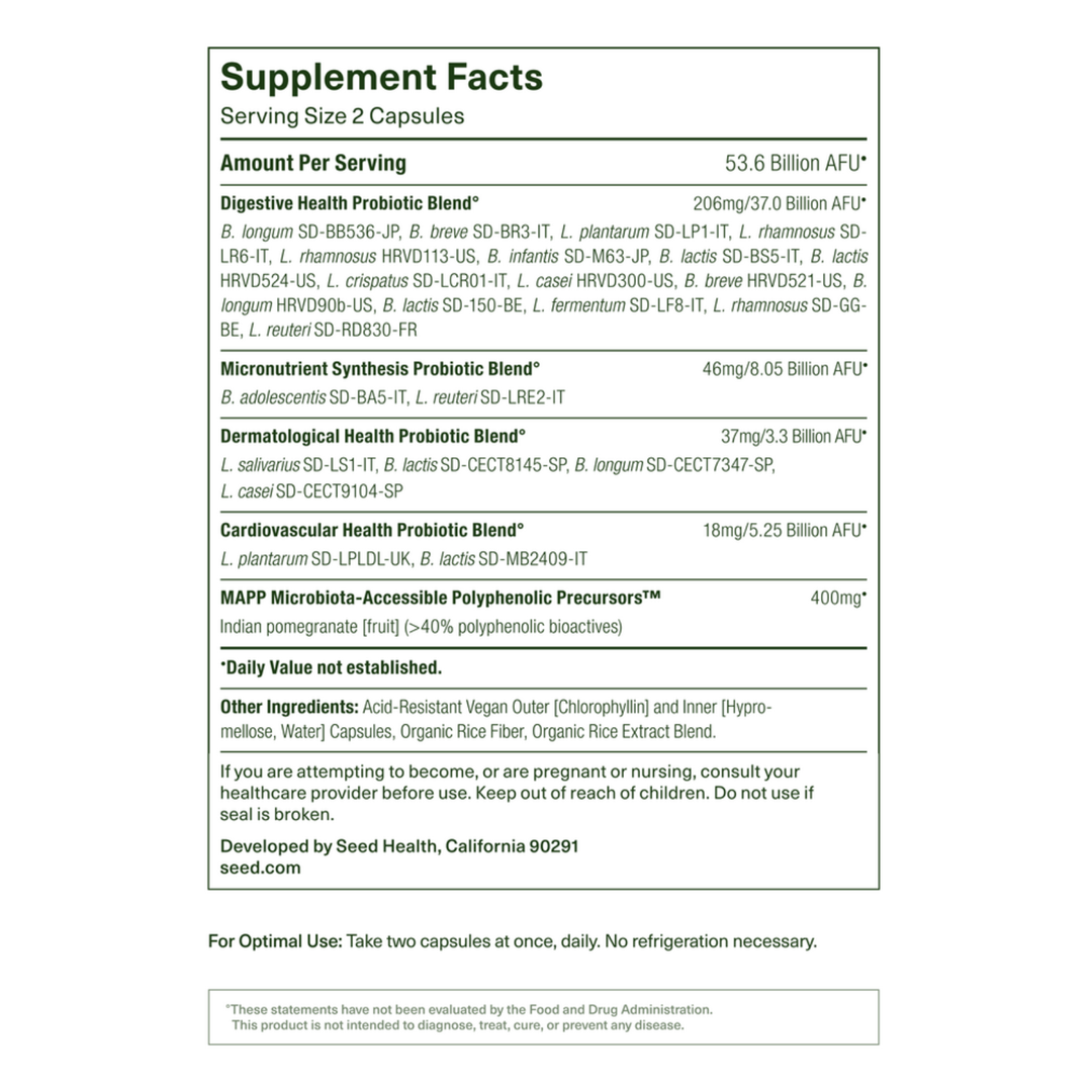 Seed DS-01 Daily Synbiotic Probiotic Supplement Supports Gut Health 60 Capsules