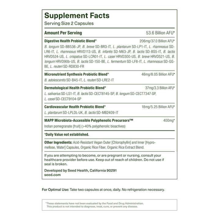 Seed DS-01 Daily Synbiotic Probiotic Supplement Supports Gut Health 60 Capsules