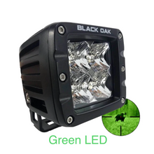 Load image into Gallery viewer, Black Oak LED 2 Inch Green LED Hog Pod Light Flood Optics Black
