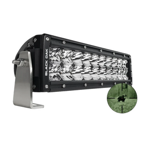 Black Oak LED 10" 940nm Infrared Double Row LED Light Bar Combo Optics Black