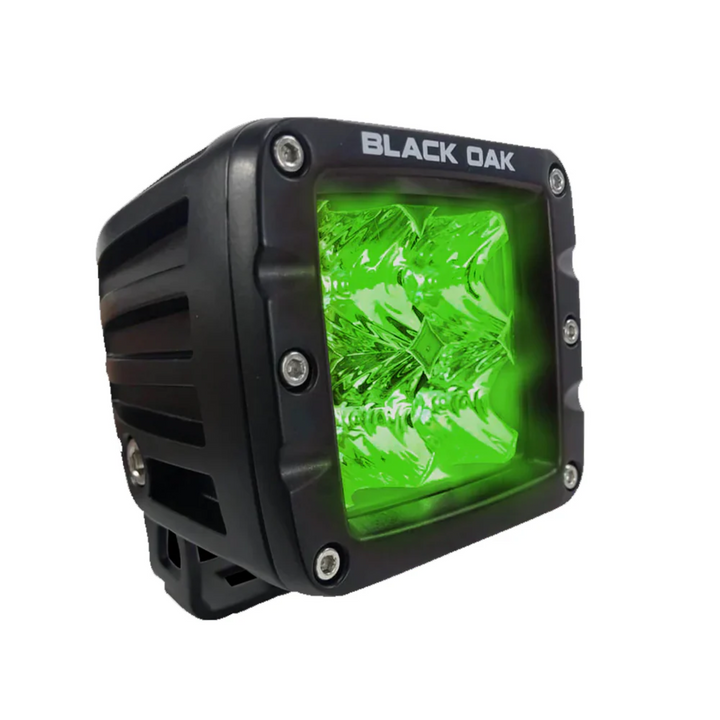 Luz LED de 2 pulgadas de roble negro con LED verde Hog Pod, reflector, óptica negra