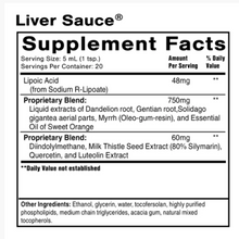 Load image into Gallery viewer, Quicksilver Scientific Dr. Shade&#39;s Liver Sauce 100 mL supplement facts label, including ingredients and serving details.
