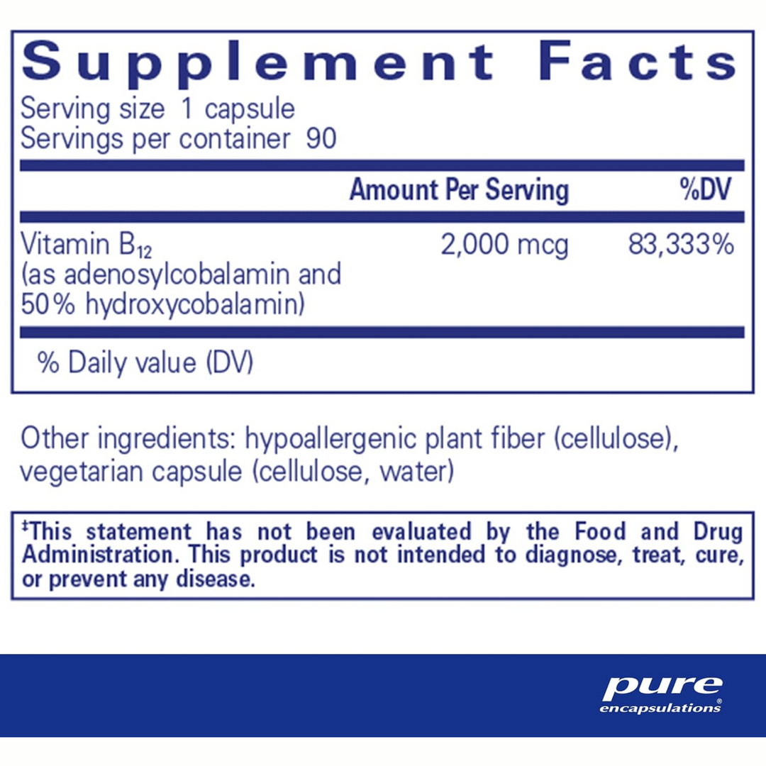 Pure Encapsulations Adenosyl Hydroxy B12 Supports Brain Energy 90 Capsules