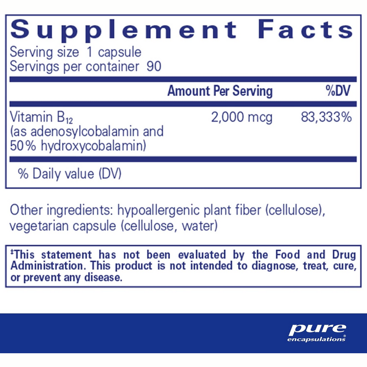 Pure Encapsulations Adenosyl Hydroxy B12 Supports Brain Energy 90 Capsules