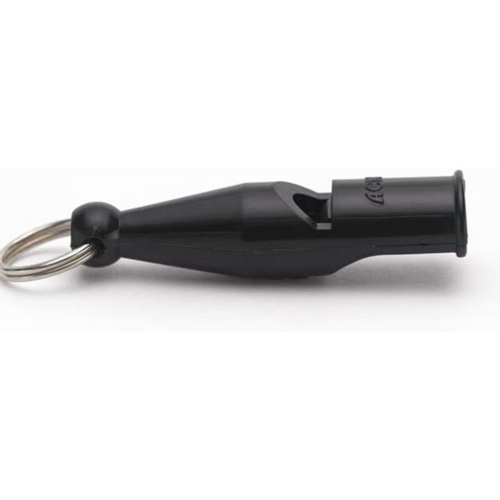 Silbato para perros Omnipet Acme Pro, silbato para perros moderno de plástico negro.
