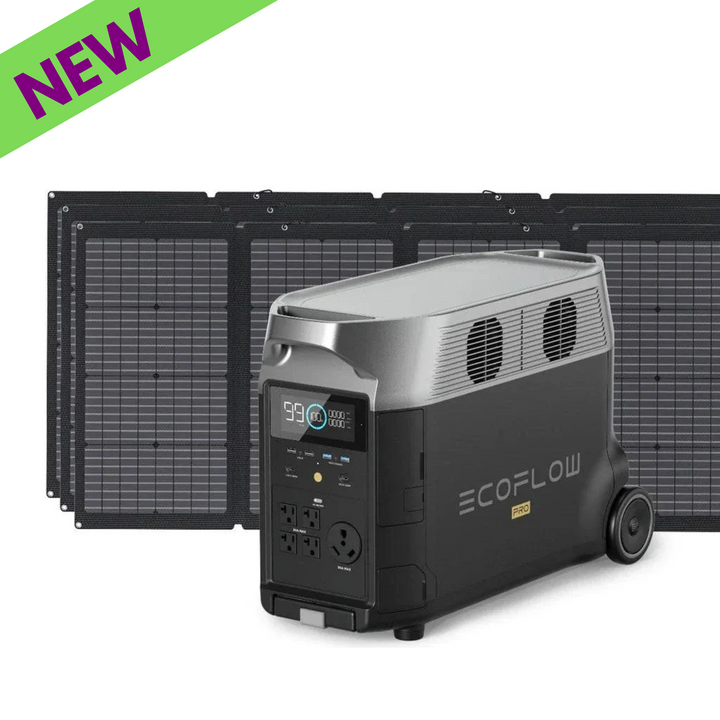 EcoFlow DELTA Pro 3600W con tres paneles solares de 220W Potencia completa