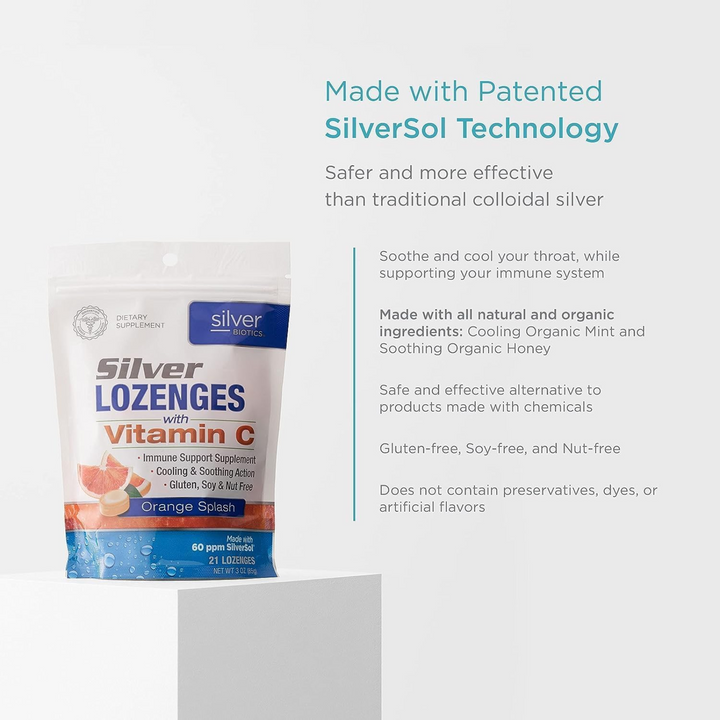 American Biotech Labs Silver Lozenges with Vitamin C 60 ppm SilverSol 21 Lozenge