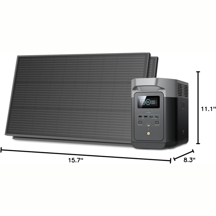 Estación de energía portátil EcoFlow DELTA 2 + 2 paneles solares rígidos de 100 W y 12 V
