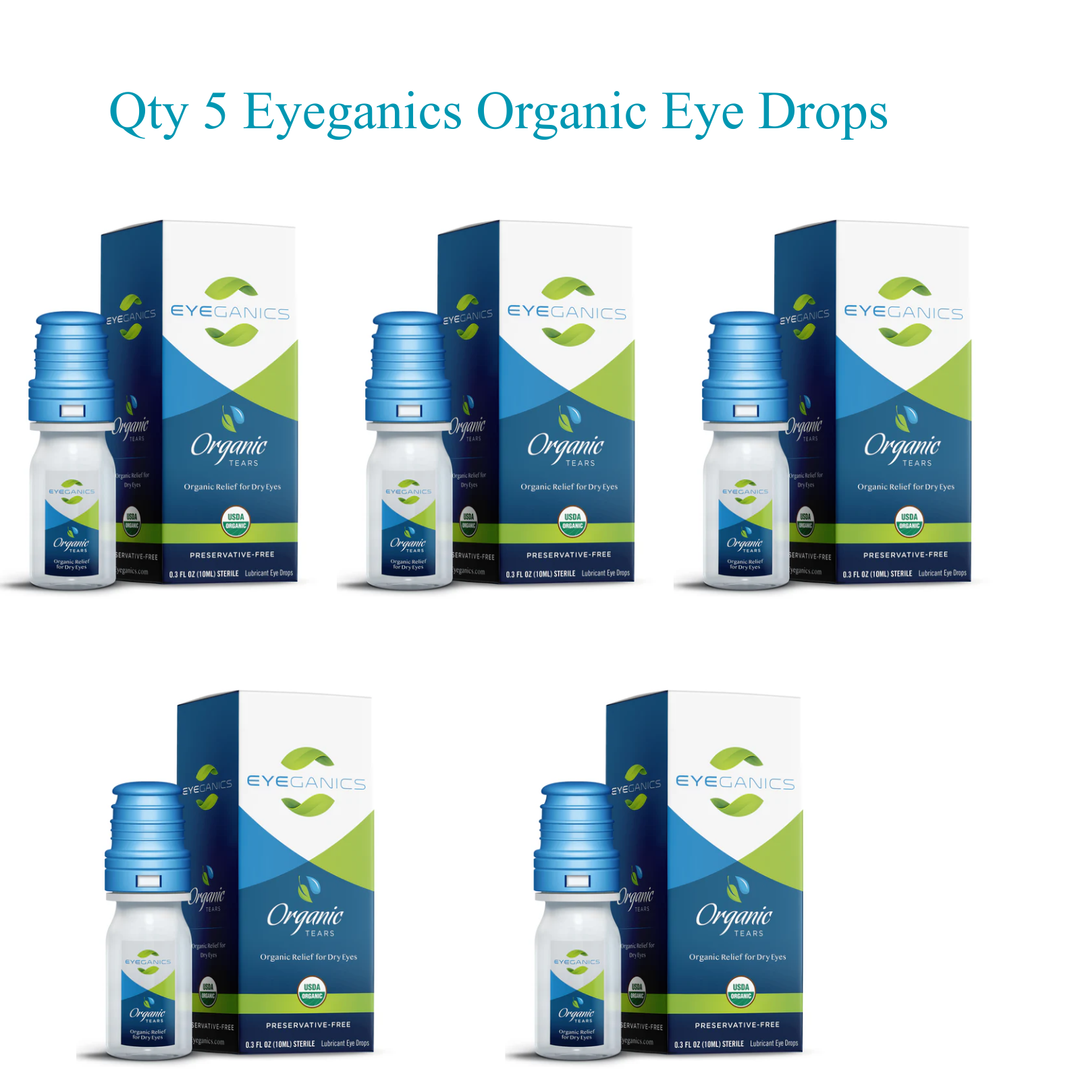 Qty 5 Eyeganics Organic Eye Drops 10mL Preservative Free Moisture Support