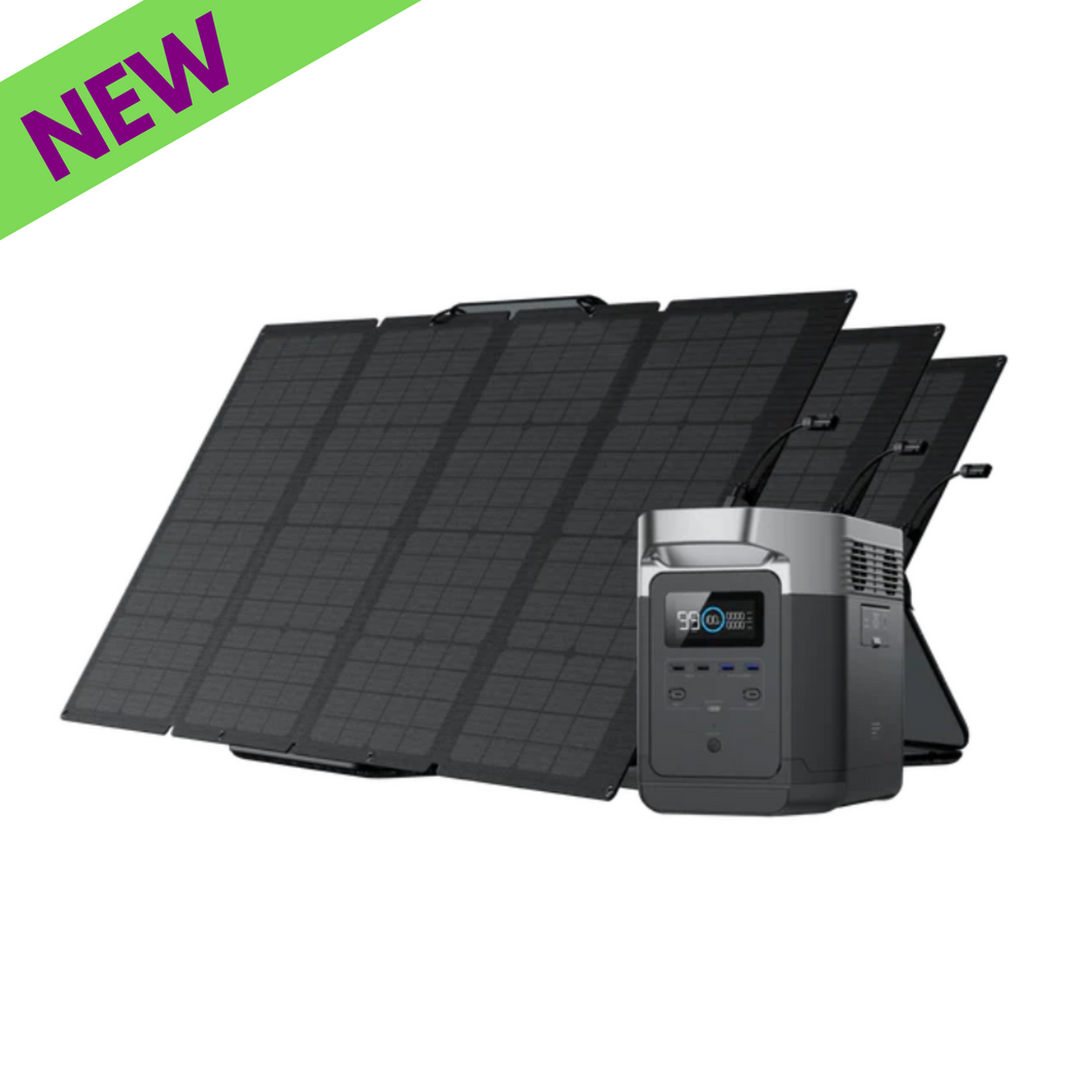 EcoFlow DELTA 1300 Portable Power Station+ Qty 3 160W Portable Solar Panel