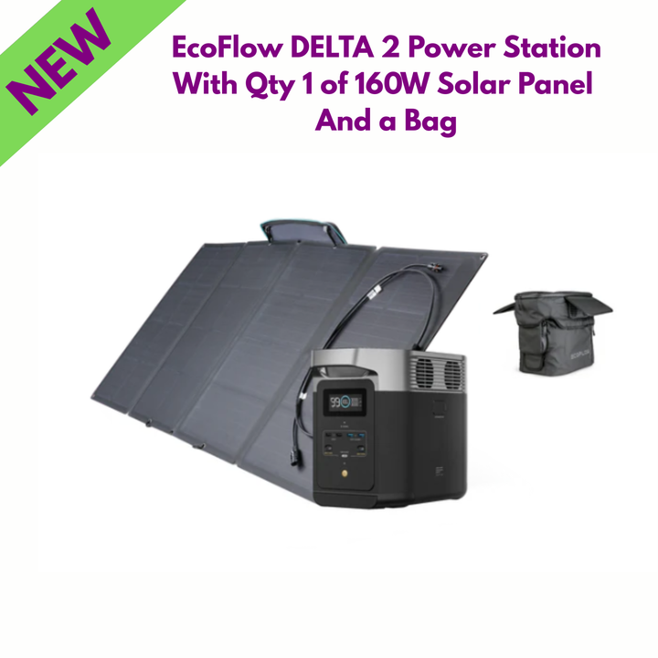 EcoFlow DELTA 2 Power Station 1024Wh With Qty 1 of 160W Solar Panel And Bag