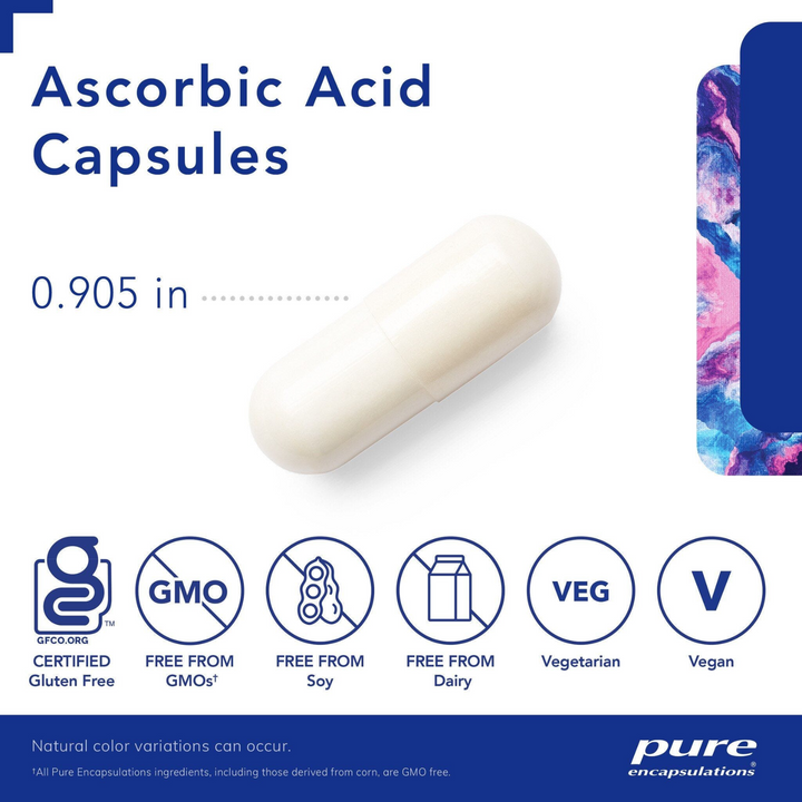 Pure Encapsulations Ascorbic Acid Supplement Supports Immune Function 250 Caps.