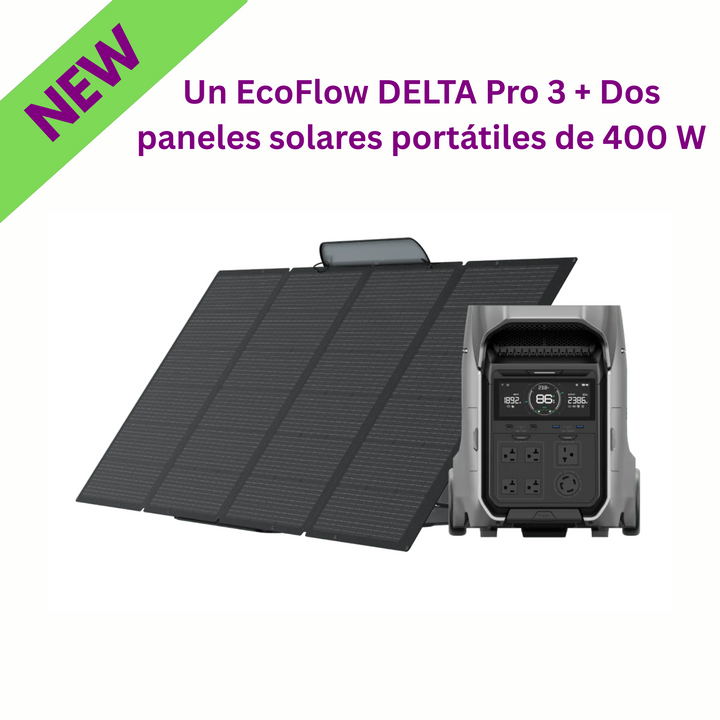 EcoFlow Delta Pro 3 Una Unidad + Dos Paneles Solares Portátiles 400W Solución