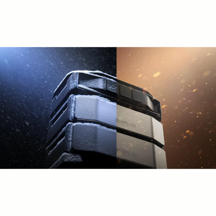 EcoFlow DELTA Pro Ultra X Inverter showcased against contrasting cold and warm backgrounds.