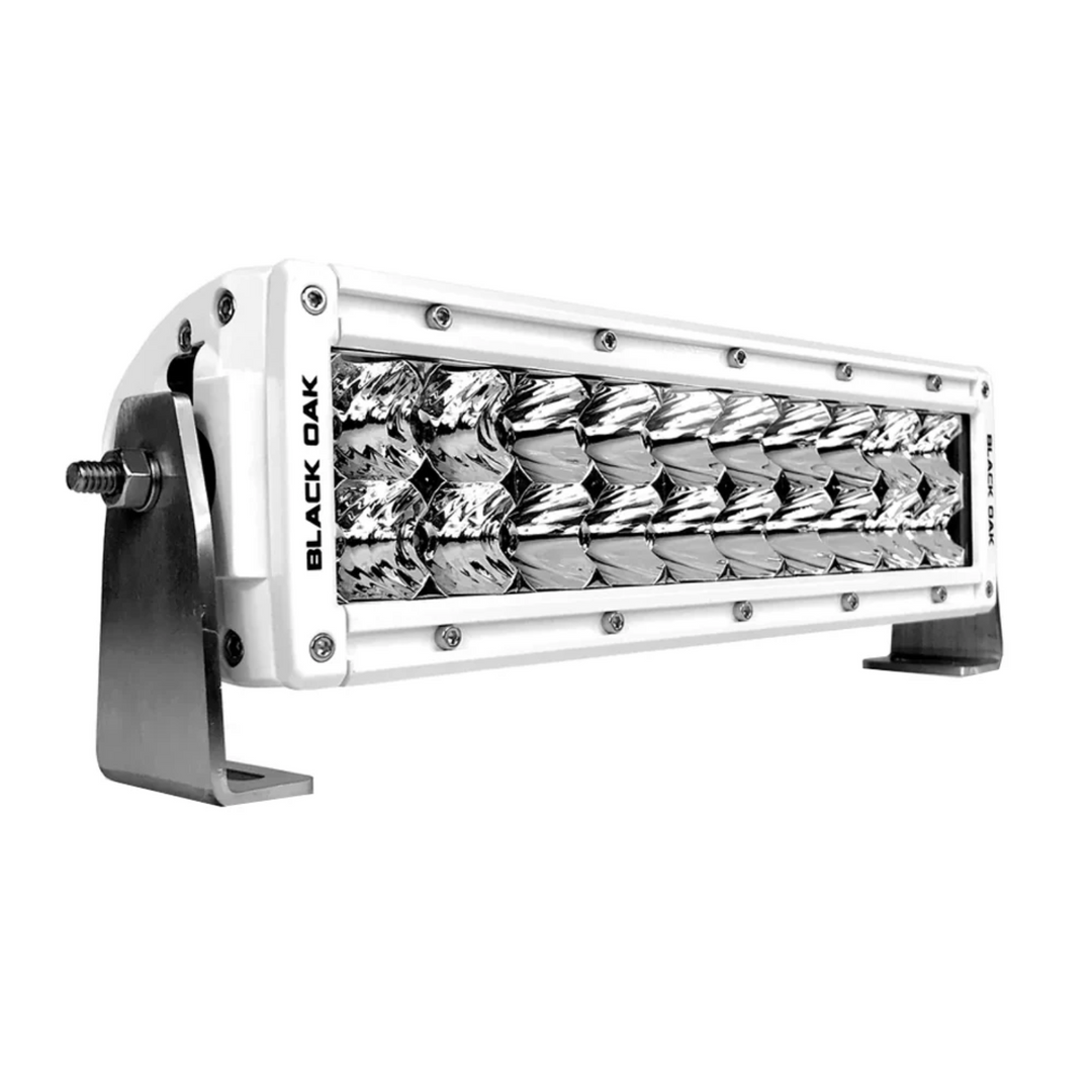 Barra de luces LED Black Oak Pro Series 3.0 de doble fila de 10" con óptica combinada y carcasa blanca