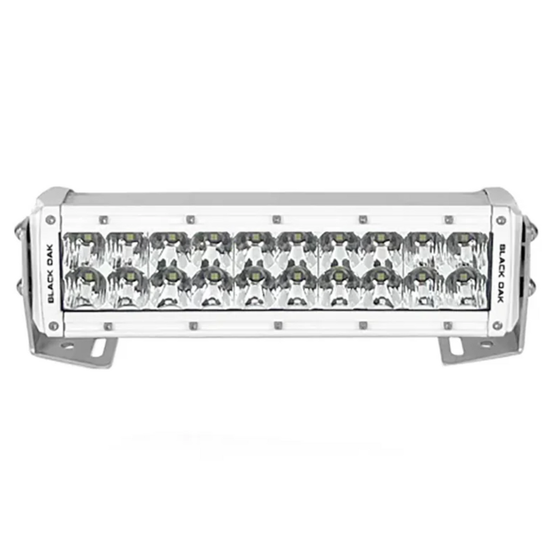 Barra de luces LED Black Oak Pro Series 3.0 de doble fila de 10" con óptica combinada y carcasa blanca