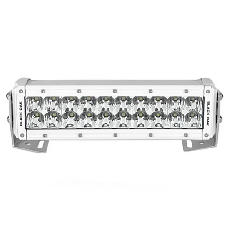 Barra de luces LED Black Oak Pro Series 3.0 de doble fila de 10" con óptica combinada y carcasa blanca