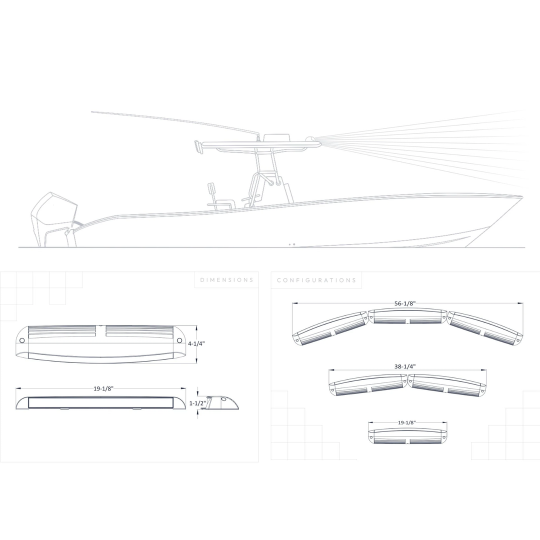 Black Oak LED Low Profile Marine Powerful Bar Spot White