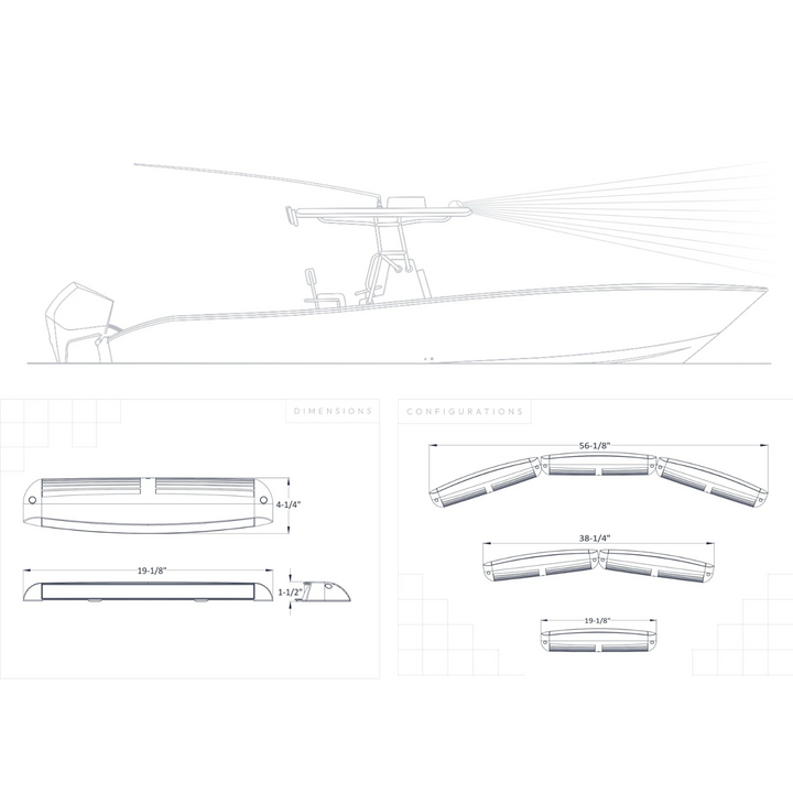Black Oak LED Low Profile Marine Powerful Bar Spot White