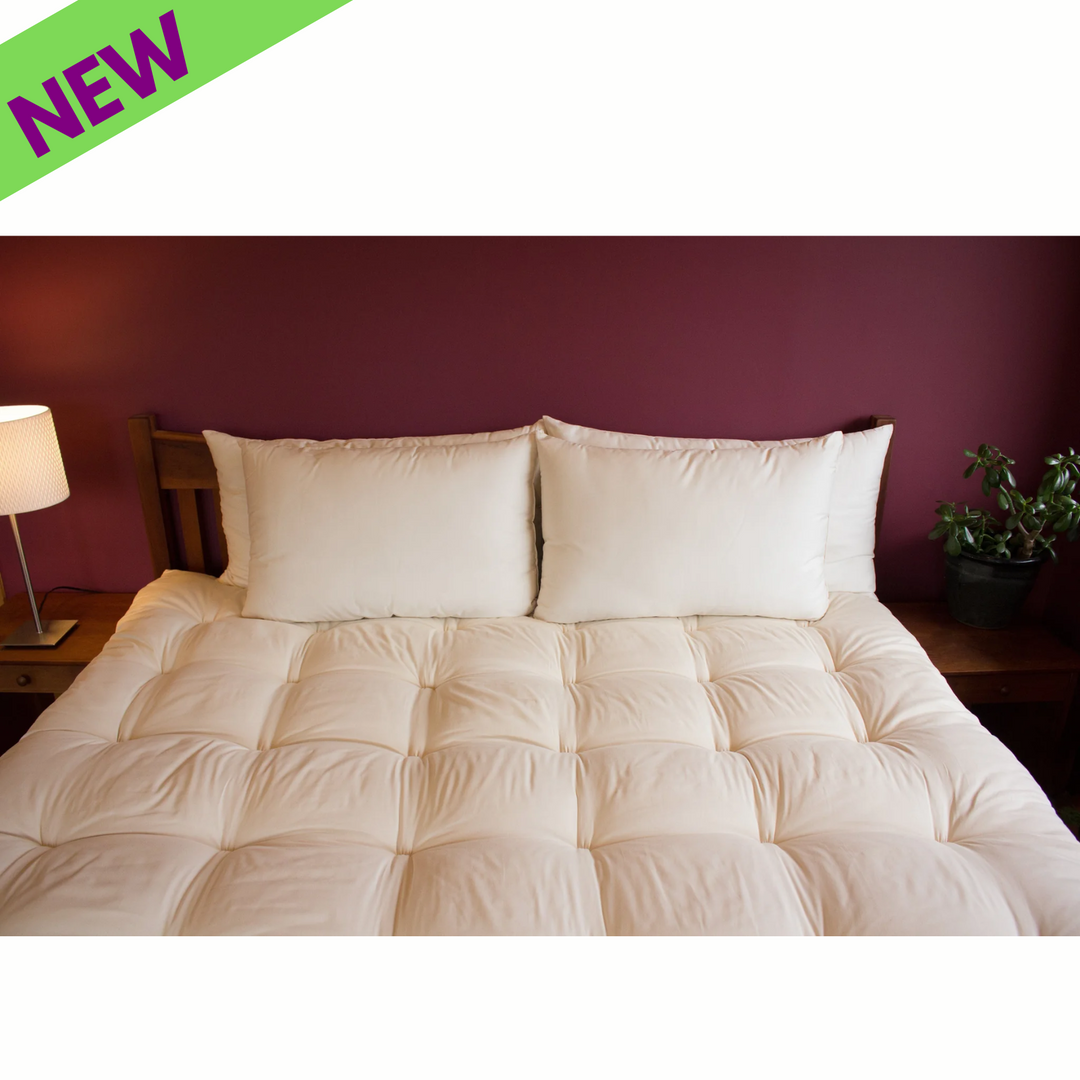 Almohadas de cama de lana orgánica certificada Holy Lamb, tamaño queen, extra gruesas, 50 x 76 cm