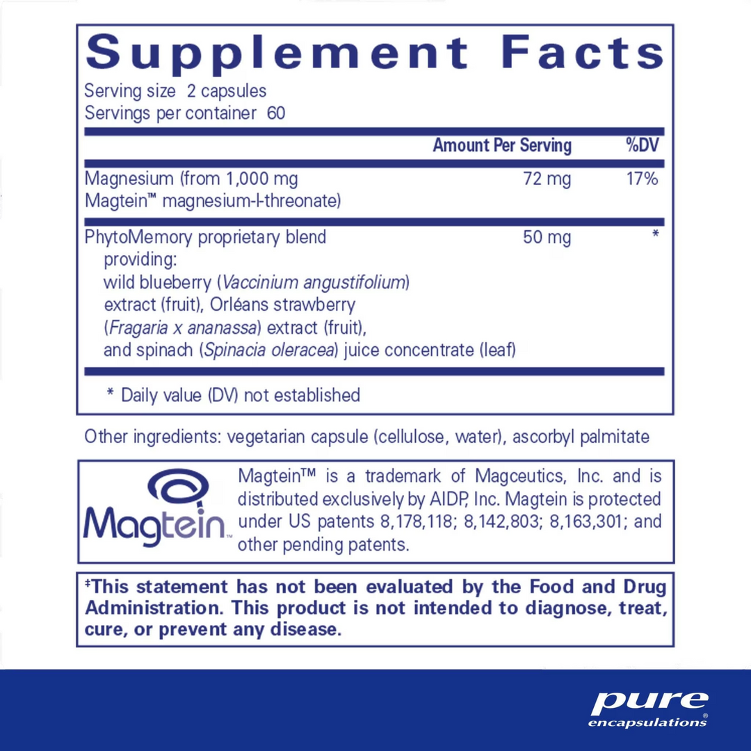 Pure Encapsulations CogniMag Supports Memory Focus and Brain Function 120 Caps