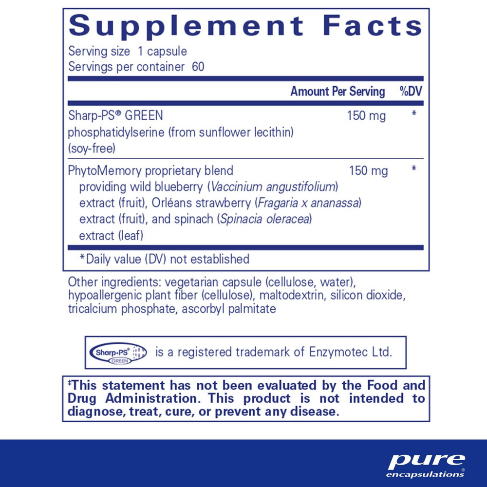 Pure Encapsulations PS Plus Cognitive Function Support Supplement 60 Capsules.