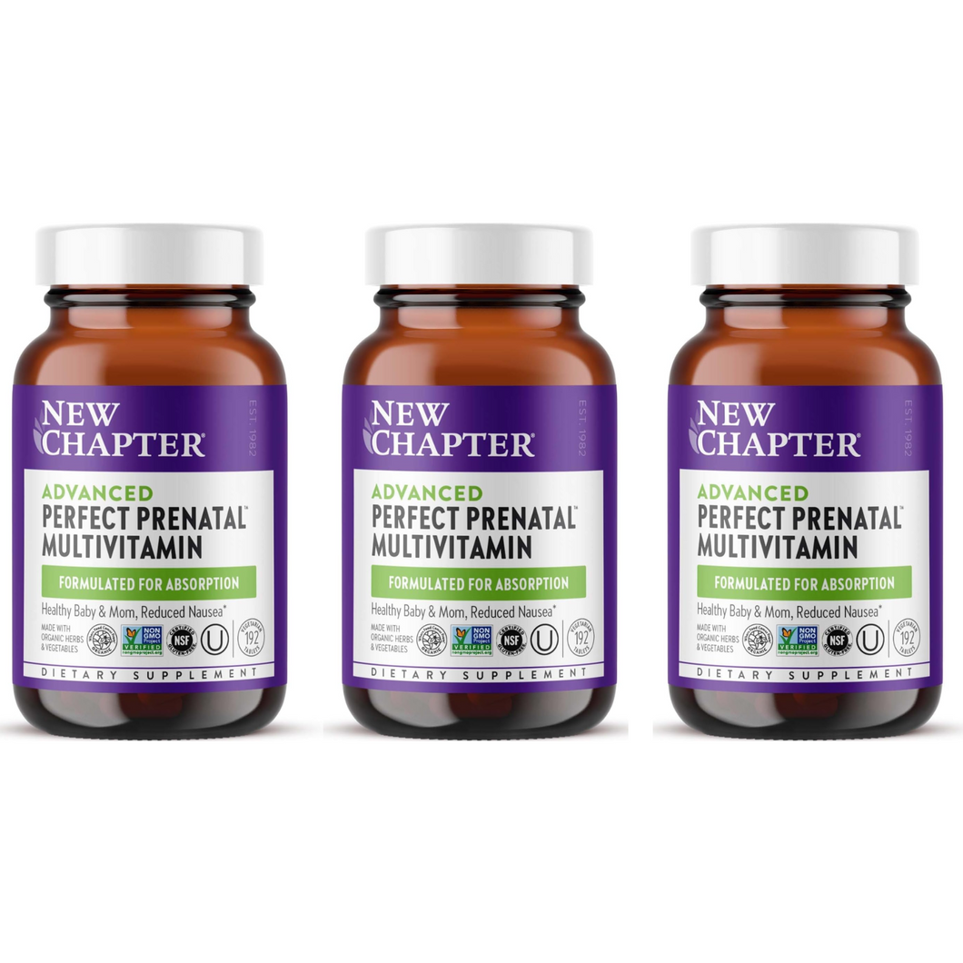 New Chapter Perfect Prenatal Whole Food Multivitamin 192 Vegetarian Tabs 3 PACK