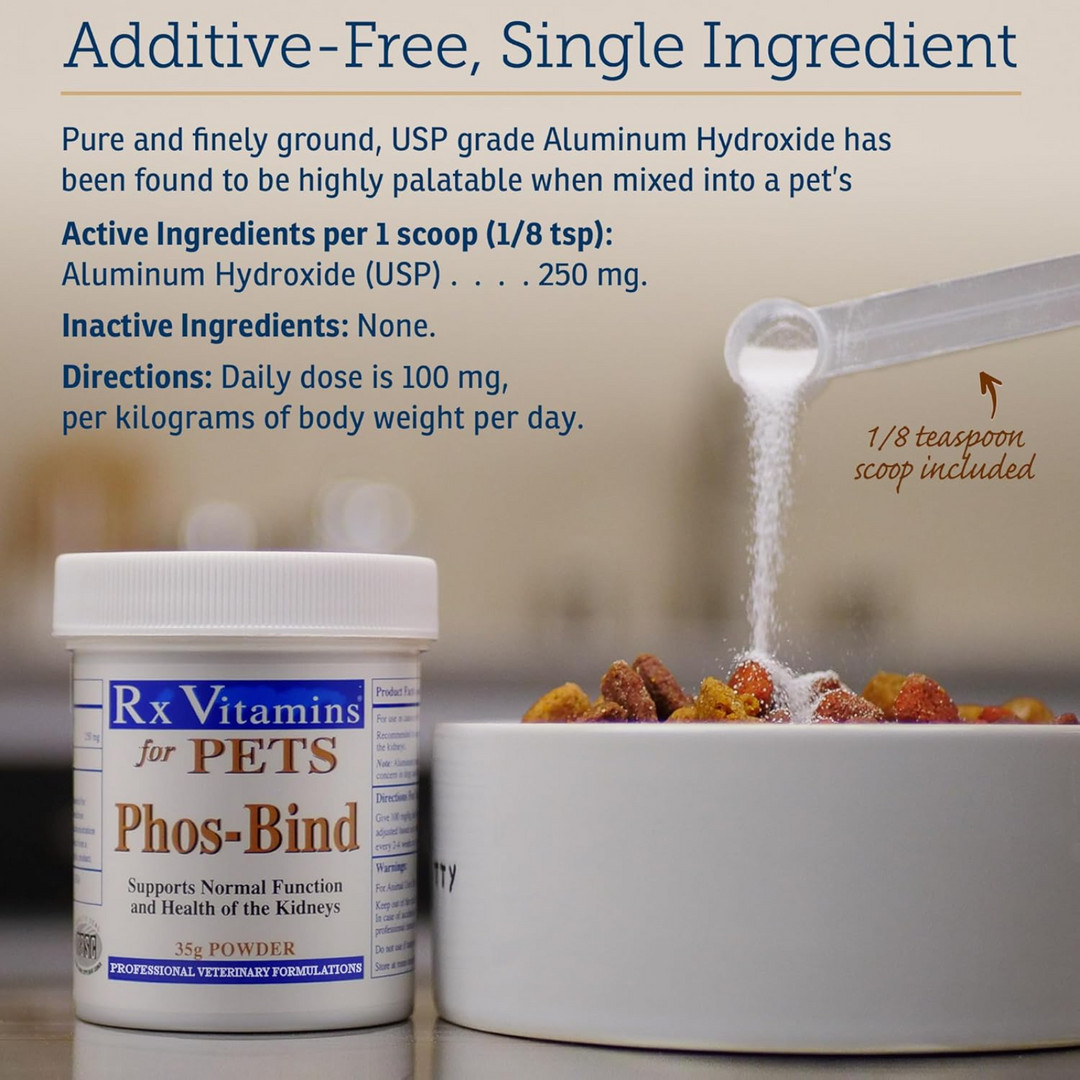 Vitaminas Rx para Mascotas Phos-Bind en Polvo 35 g para el Apoyo Renal de Perros y Gatos