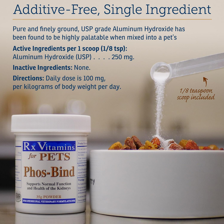 Vitaminas Rx para Mascotas Phos-Bind en Polvo 35 g para el Apoyo Renal de Perros y Gatos