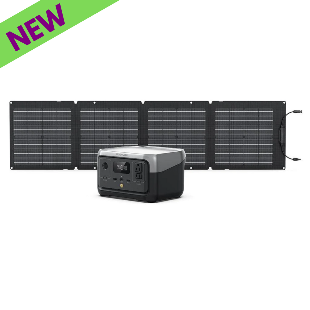 Generador EcoFlow RIVER 2 + un panel solar portátil y duradero de 110 W LFP 256 Wh