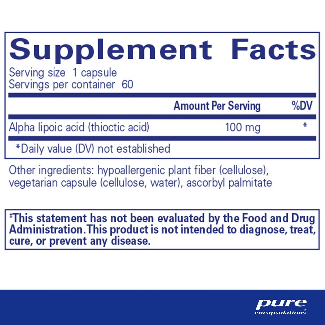 Pure Encapsulations Alpha Lipoic Acid 100 mg Supports Cell Function 60 Capsules
