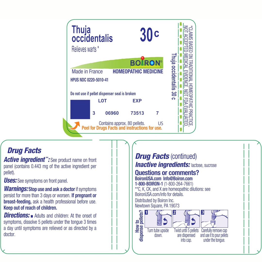 Boiron Laboratories Thuja 30C 80 Pellets Homeopathic Remedy