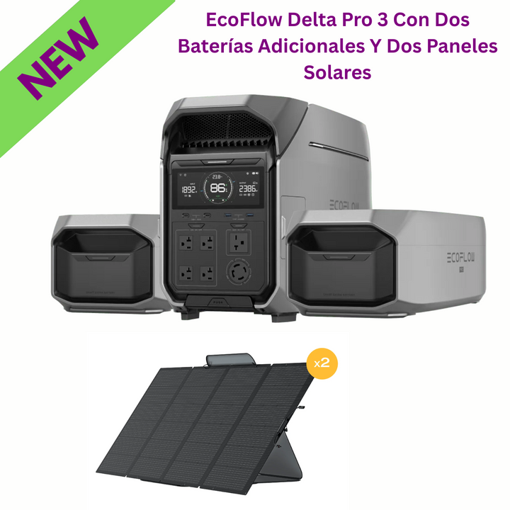 EcoFlow Delta Pro 3 Con Dos Baterías Inteligentes Y Dos Paneles Solares