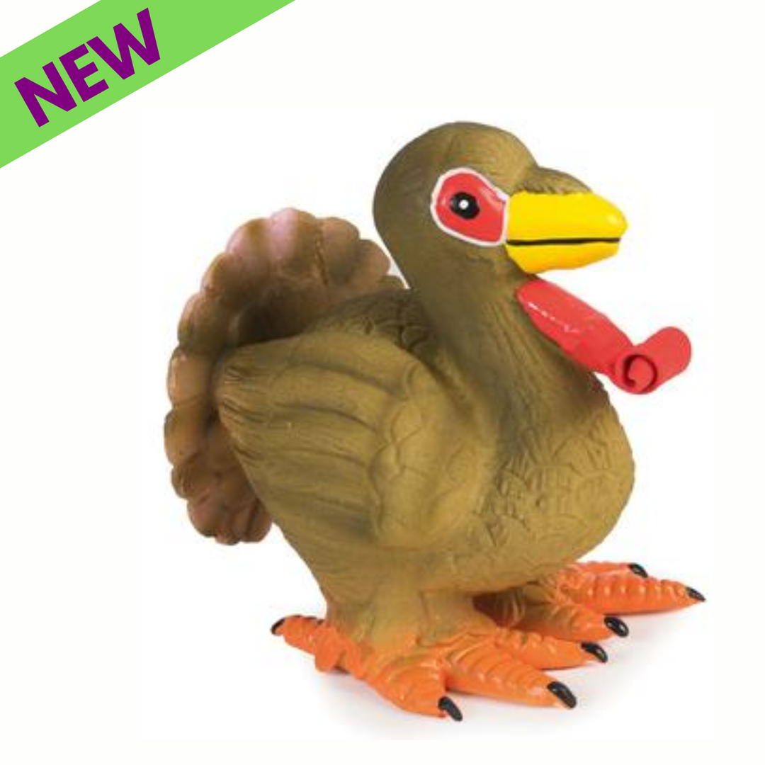 Juguete interactivo para perros PetSafe Sportsmen de látex Meeze Turkey, divertido y dispensador